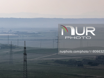 A landscape of suburbs of Baku, capital of Azerbaijan on November 24, 2024. (