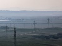 A landscape of suburbs of Baku, capital of Azerbaijan on November 24, 2024. (