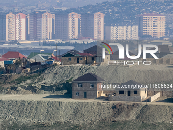 A landscape of suburbs of Baku, capital of Azerbaijan on November 24, 2024. (