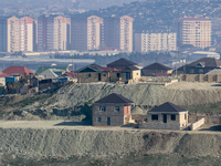 A landscape of suburbs of Baku, capital of Azerbaijan on November 24, 2024. (