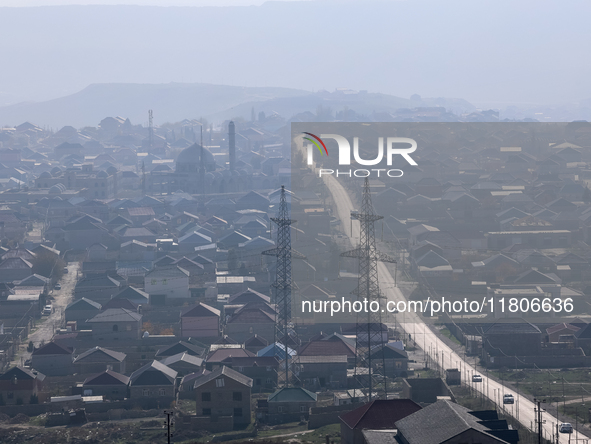 A landscape of suburbs of Baku, capital of Azerbaijan on November 24, 2024. 