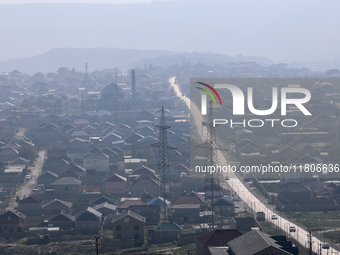 A landscape of suburbs of Baku, capital of Azerbaijan on November 24, 2024. (