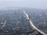 A landscape of suburbs of Baku, capital of Azerbaijan on November 24, 2024. (