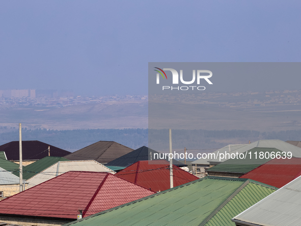 A landscape of suburbs of Baku, capital of Azerbaijan on November 24, 2024. 