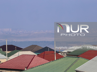 A landscape of suburbs of Baku, capital of Azerbaijan on November 24, 2024. (