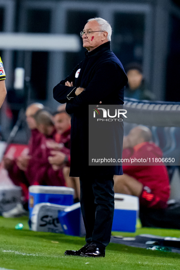 Claudio Ranieri head coach of AS Roma looks on during the serie Serie A Enilive match between SSC Napoli and AS Roma at Stadio Diego Armando...