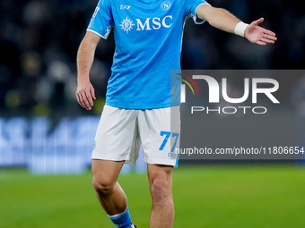 Khvicha Kvaratskhelia of SSC Napoli during the serie Serie A Enilive match between SSC Napoli and AS Roma at Stadio Diego Armando Maradona o...