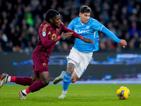 Mathias Olivera of SSC Napoli and Manu Kone' of AS Roma compete for the ball during the serie Serie A Enilive match between SSC Napoli and A...