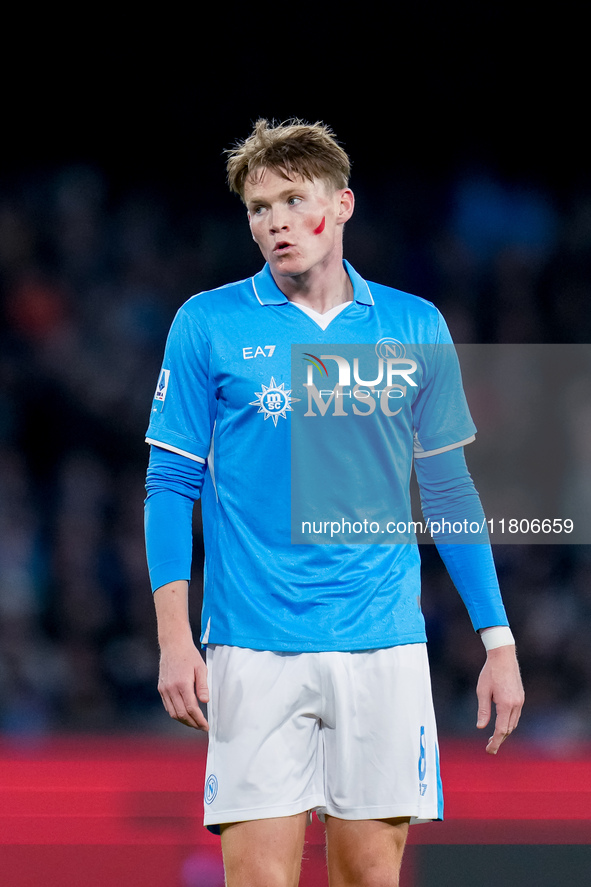 Scott McTominay of SSC Napoli reacts during the serie Serie A Enilive match between SSC Napoli and AS Roma at Stadio Diego Armando Maradona...