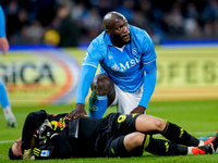 Romelu Lukaku of SSC Napoli and Mile Svilar of AS Roma during the serie Serie A Enilive match between SSC Napoli and AS Roma at Stadio Diego...