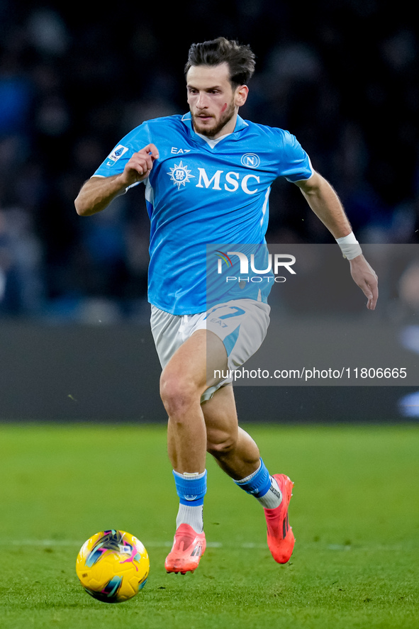 Khvicha Kvaratskhelia of SSC Napoli during the serie Serie A Enilive match between SSC Napoli and AS Roma at Stadio Diego Armando Maradona o...