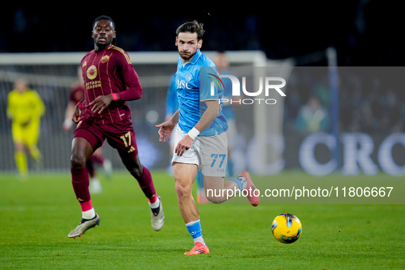 Khvicha Kvaratskhelia of SSC Napoli during the serie Serie A Enilive match between SSC Napoli and AS Roma at Stadio Diego Armando Maradona o...