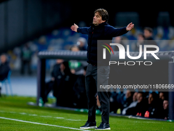 Antonio Conte Head Coach of SSC Napoli gestures during the serie Serie A Enilive match between SSC Napoli and AS Roma at Stadio Diego Armand...