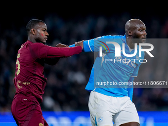 Evan Ndicka of AS Roma and Andre-Frank Zambo Anguissa of SSC Napoli \during the serie Serie A Enilive match between SSC Napoli and AS Roma a...