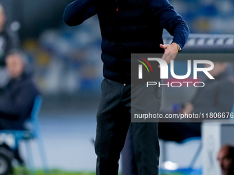 Antonio Conte Head Coach of SSC Napoli reacts during the serie Serie A Enilive match between SSC Napoli and AS Roma at Stadio Diego Armando...