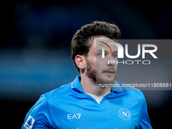 Khvicha Kvaratskhelia of SSC Napoli looks on during the serie Serie A Enilive match between SSC Napoli and AS Roma at Stadio Diego Armando M...