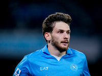 Khvicha Kvaratskhelia of SSC Napoli looks on during the serie Serie A Enilive match between SSC Napoli and AS Roma at Stadio Diego Armando M...