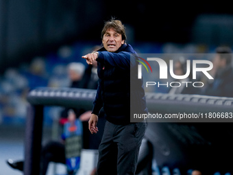 Antonio Conte Head Coach of SSC Napoli gestures during the serie Serie A Enilive match between SSC Napoli and AS Roma at Stadio Diego Armand...