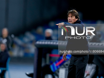 Antonio Conte Head Coach of SSC Napoli gestures during the serie Serie A Enilive match between SSC Napoli and AS Roma at Stadio Diego Armand...