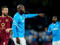 Romelu Lukaku of SSC Napoli gestures during the serie Serie A Enilive match between SSC Napoli and AS Roma at Stadio Diego Armando Maradona...