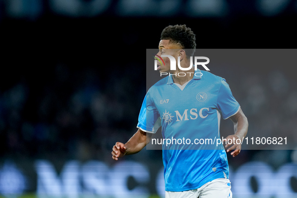 David Neres of SSC Napoli looks on during the serie Serie A Enilive match between SSC Napoli and AS Roma at Stadio Diego Armando Maradona on...