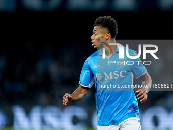 David Neres of SSC Napoli looks on during the serie Serie A Enilive match between SSC Napoli and AS Roma at Stadio Diego Armando Maradona on...