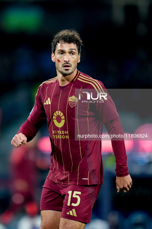 Mats Hummels of AS Roma looks on during the serie Serie A Enilive match between SSC Napoli and AS Roma at Stadio Diego Armando Maradona on N...