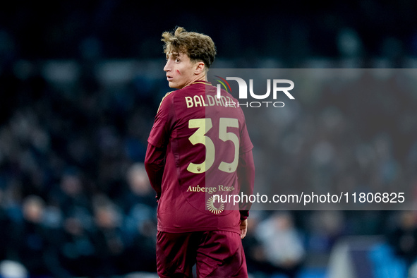 Tommaso Baldanzi of AS Roma looks on during the serie Serie A Enilive match between SSC Napoli and AS Roma at Stadio Diego Armando Maradona...