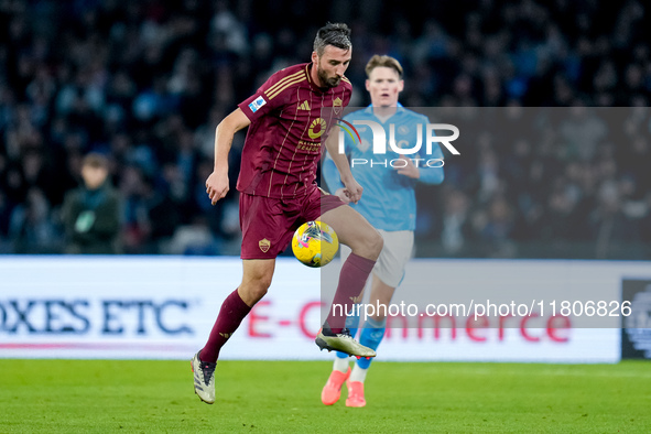 Bryan Cristante of AS Roma during the serie Serie A Enilive match between SSC Napoli and AS Roma at Stadio Diego Armando Maradona on Novembe...