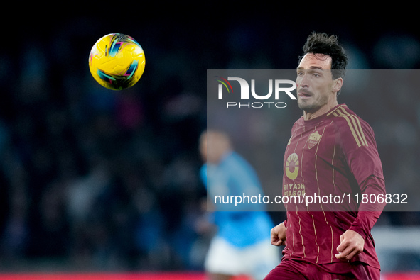 Mats Hummels of AS Roma during the serie Serie A Enilive match between SSC Napoli and AS Roma at Stadio Diego Armando Maradona on November 2...