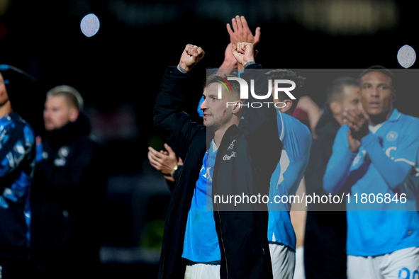 Matteo Politano of SSC Napoli celebrates the victory during the serie Serie A Enilive match between SSC Napoli and AS Roma at Stadio Diego A...