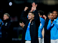 Matteo Politano of SSC Napoli celebrates the victory during the serie Serie A Enilive match between SSC Napoli and AS Roma at Stadio Diego A...