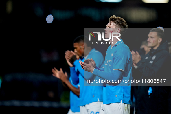 Scott McTominay of SSC Napoli celebrates the victory during the serie Serie A Enilive match between SSC Napoli and AS Roma at Stadio Diego A...