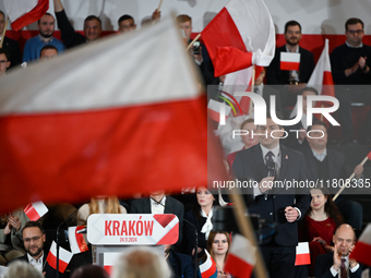 KRAKOW, POLAND - NOVEMBER 24:
Lucjusz Nadberezny, Mayor of Stalowa Wola and a member of the opposition Law and Justice party, introduces Kar...