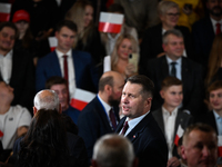 KRAKOW, POLAND - NOVEMBER 24:
Przemyslaw Czarnek (Center), PiS MP, seen during the Law and Justice party event where Karol Nawrocki was intr...