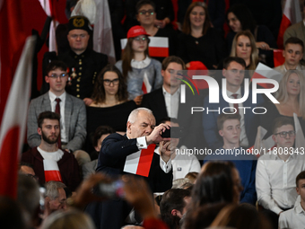 KRAKOW, POLAND - NOVEMBER 24:
Jacek Sasin (Center left), PiS MP, seen during the Law and Justice party event where Karol Nawrocki was introd...