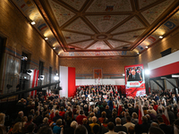 KRAKOW, POLAND - NOVEMBER 24:
Jaroslaw Kaczynski, leader of the opposition Law and Justice party, addresses the crowd during the nomination...