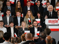 KRAKOW, POLAND - NOVEMBER 24:
Jaroslaw Kaczynski, leader of the opposition Law and Justice party, addresses the crowd during the nomination...