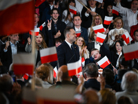 KRAKOW, POLAND - NOVEMBER 24:
Karol Nawrocki, the Law and Justice party's candidate for the 2025 presidential election, addresses his suppor...