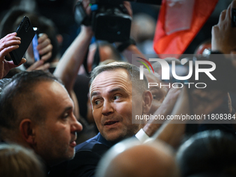 KRAKOW, POLAND - NOVEMBER 24:
Karol Nawrocki with supporters at the end of the event after he was nominated as the Law and Justice party's c...