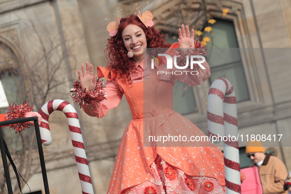 The Wiggles star Emma Memma participates in the annual Santa Claus Parade in Toronto, Ontario, Canada, on November 24, 2024. Thousands of sp...