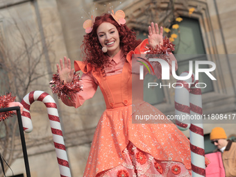 The Wiggles star Emma Memma participates in the annual Santa Claus Parade in Toronto, Ontario, Canada, on November 24, 2024. Thousands of sp...