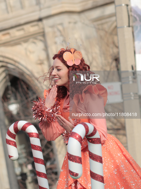 The Wiggles star Emma Memma participates in the annual Santa Claus Parade in Toronto, Ontario, Canada, on November 24, 2024. Thousands of sp...