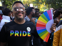 An LGBT supporter participates in the pride march in New Delhi, India, on November 24, 2024. (