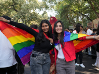 Supporters of the LGBT community participate in the pride march in New Delhi, India, on November 24, 2024. (