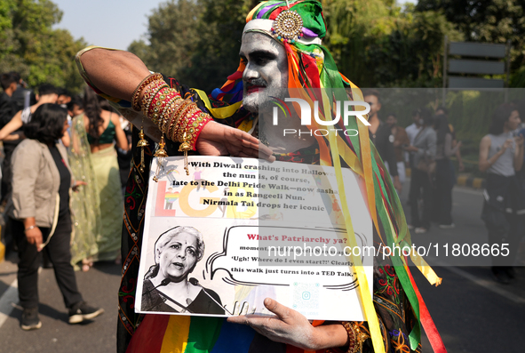 Members of the LGBTQIA+ community participate in the pride march in New Delhi, India, on November 24, 2024. 