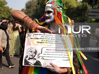 Members of the LGBTQIA+ community participate in the pride march in New Delhi, India, on November 24, 2024. (