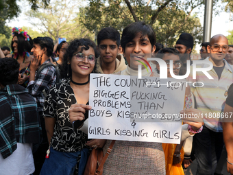 Members of the LGBTQIA+ community participate in the pride march in New Delhi, India, on November 24, 2024. (