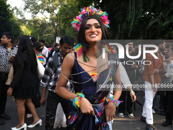 Members of the LGBTQIA+ community participate in the pride march in New Delhi, India, on November 24, 2024. (