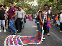 Members of the LGBT community participate in the pride march in New Delhi, India, on November 24, 2024. (